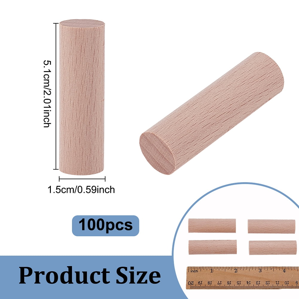 100Pcs Unfinished Wood Round Sticks 2x0.59inch Wooden Craft Blocks Round Wooden Sticks for Model Building DIY Wood Crafts Home Garden Decoration DIY