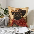 thumbnail image 6 of Xecao Western French Bulldog Cowboy Print Soft Velvet Decorative Throw Pillow Covers, Square Cushion Cases for Bed, Sofa, Living Room, Car, and Indoor Outdoor Use-16"x16", 6 of 8