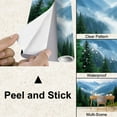 thumbnail image 4 of Peel and Stick Wallpaper Canvas Misty Pine Forest Mountain Peaks Landscape Mountains Fog Evergreen Modern Art Wall Mural Decor Self Adhesive and Removable 100in x 144in, 4 of 8