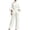 White, variant on Women's 2-Piece Set Chiffon Two-Piece Outfit Stand Collar Set Puff Sleeve Pants Set Wide-Leg Work Outfit Elegant Matching Set High Waisted Solid Color, Pink