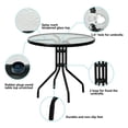 thumbnail image 4 of 32'' Round Patio Table, Outdoor Bistro Table w/Umbrella Hole, Outdoor Coffee Table Dining Table w/Tempered Glass Top & Metal Frame for Backyard Lawn Balcony Pool, 4 of 7