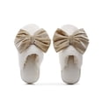 thumbnail image 2 of Taqqpue Women's Open-Toe Bow Slippers with Memory Foam Indoor House Non-Slip Sole Fuzzy Solid Color House Slippers Winter Warm Flat Closed Toe Cotton Slippers Christmas Birthday Gifts for Women Mom, 2 of 5