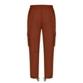 thumbnail image 2 of Vedolay Pants Women Womens Summer Elastic Waist Cotton Leisure Cropped Pants,Brown 3XL, 2 of 4