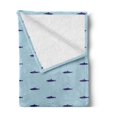 thumbnail image 2 of Shark Soft Flannel Fleece Throw Blanket, Ocean Life Pattern in Blue Shades Wildlife Under the Sea Saltwater Fauna, Cozy Plush for Indoor and Outdoor Use, 60" x 80", Navy Blue Pale Blue, by Ambesonne, 2 of 5