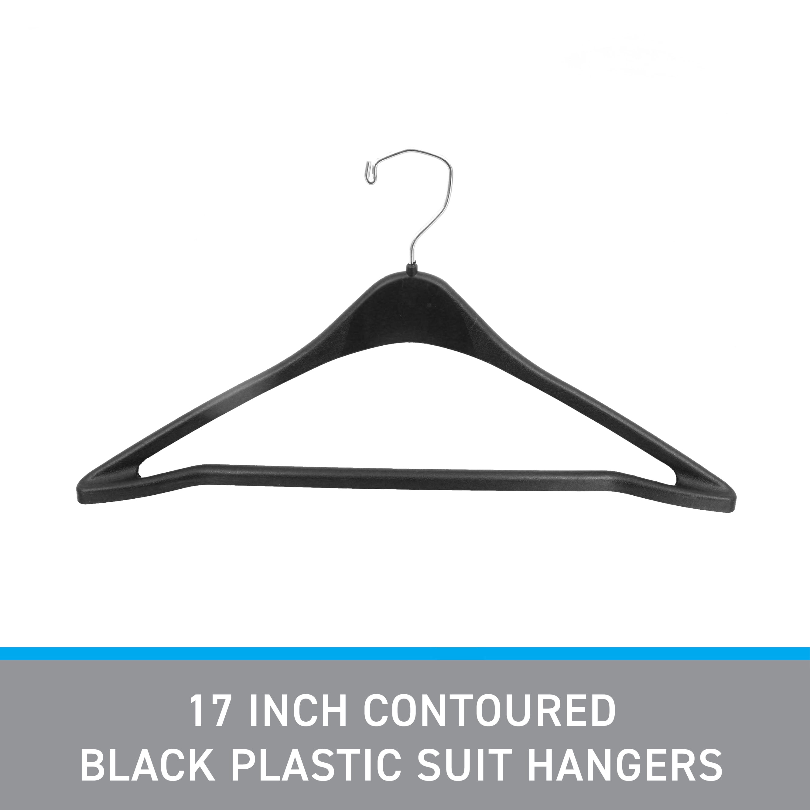 SSWBasics 17 inch Contoured Black Plastic Suit Hangers for Men and Women - Case of 100 - Durable Jacket  Coat  Suit Hangers - Retail  Thrift  Boutique  and Home Closet