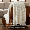 thumbnail image 3 of 3D Bubble Blanket for Couch - GentleSoft White Throw Blanket for Sofa Bed Room Decor - Luxury Warm Cozy Gifts for Women, All Seasons, Off White, 50"×60", 3 of 7