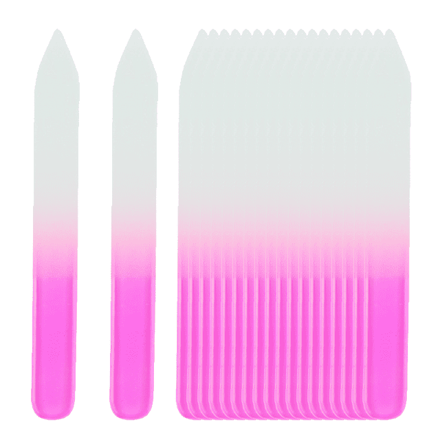 20 limas de uñas de vidrio a granel con funda de plástico, juego de limas de uñas de cristal, limas de uñas de doble cara, cuidado de uñas de manicura profesional, regalos para mujeres y niñas