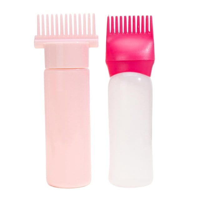 HILABEE 2 Bottles Comb Applicator, Hair Dye Bottle, Refillable Applicator Brushes, 160ml Pink