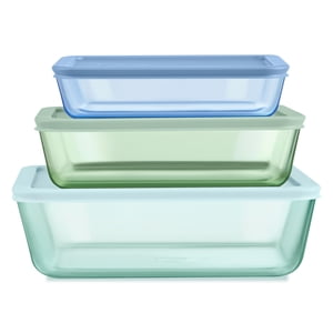 Pyrex Simply Store 6-Piece Tinted Glass Storage Set, Green/Blue