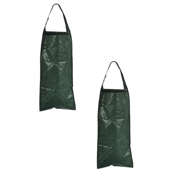 2Pcs Hanging Bag Hanging Grow Bags 9.84X23.62 Inch Green Color Breathable Pe Bag With Multiple Hole & Strap For Strawberry Tomato Potato Strawberry Planter Disseminators