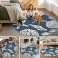 thumbnail image 2 of Round Rug 4ft Area Rug, Abstract Starfish Conch Shell Area Rugs for Living Room Bedroom, Farmhouse Dark Blue Floor Mat Non-Slip Non-Shedding Carpet Indoor Accent Rugs, 2 of 9