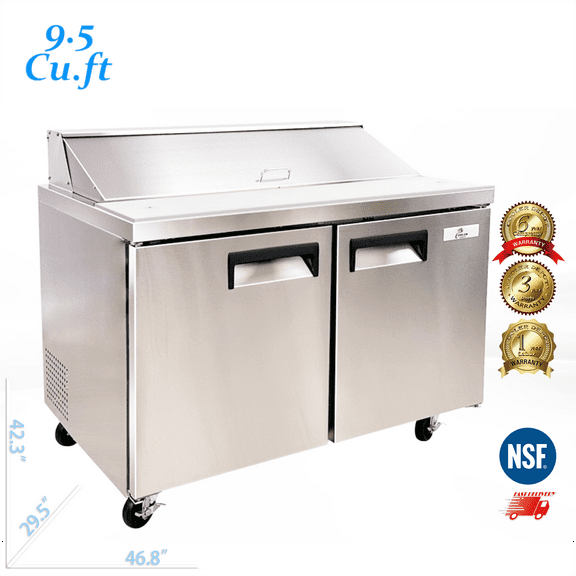 Cooler Depot 48" Wide,  9.5 cu ft, Refrigerated Sandwich Prep Table, NSF Certified.