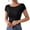 Black, variant on Women's Summer Scoop Neck T-Shirt, Solid Short Sleeve Open Back Slim Fit Casual Basic Tee, Form Fitting U-Back Crop Top Black,Navy,White,Coffee XS,S,M,L,XL