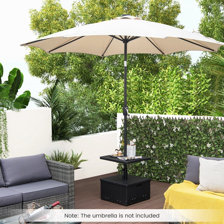 food tray for patio umbrella Tangkula Outdoor Table Tray, Portable Round Table with Umbrella Hole market umbrellas and 910 ft Grandhome 11'' Patio Umbrella Table