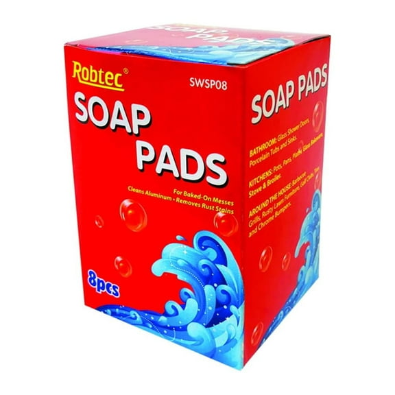 Robtec Heavy-Duty Steel Wool Soap Pads, 8-Count