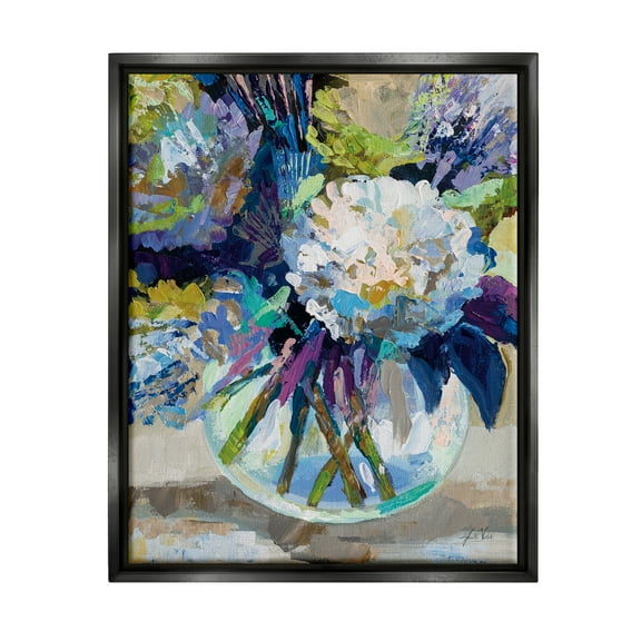 Stupell Industries Modern Flower Vase Botanical & Floral Painting Black Floater Framed Art Print Wall Art, 17 x 21