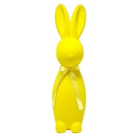 Way to Celebrate Easter Flocked Bunny Decor, Yellow, 27"