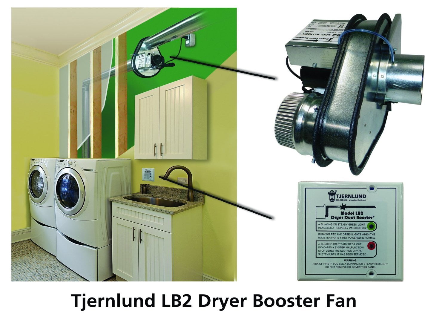 Dryer Booster Duct Fan,60Hz,120VAC,50W LB2