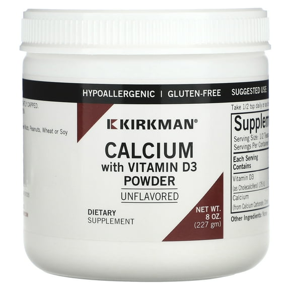 Kirkman Labs Calcium With Vitamin D3 Powder, Unflavored, 8 oz (227 g)