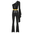 thumbnail image 4 of Zaldita Women 70s Disco Dance Leotard Flared Bell Bottoms Jumpsuit Bodysuit Metallic Funky Dancewear Black XXL, 4 of 5