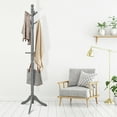 thumbnail image 2 of Costway Free Standing Coat Rack Wooden Hall Tree 2 Adjustable Height w/ 9 Hooks Grey, 2 of 10