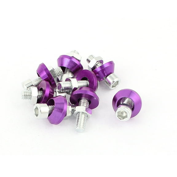 Unique Bargains Auto Car Aluminum License Plate Frame Bolts Screws 25x17mm Purple 8pcs