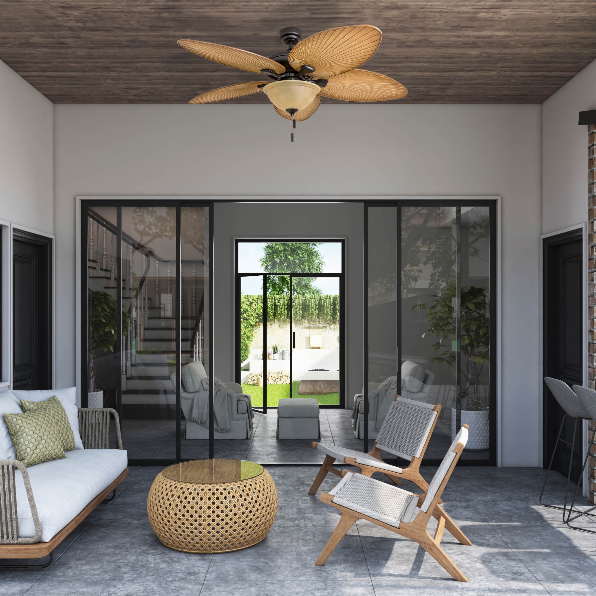 Honeywell Palm Valley 52" Bronze Outdoor Ceiling Fan with Lights
