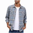 thumbnail image 4 of COSFO Button Up Shirt Men Casual Long Sleeve Plaid Tops with Pocket Collared Loose Mens Shirts, 4 of 4