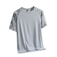 thumbnail image 2 of T-shirts for Men Ice Silk T-shirt Breathable Round Neck Short Sleeved Casual Sports T-shirt Gray L Mens Tops, 2 of 6