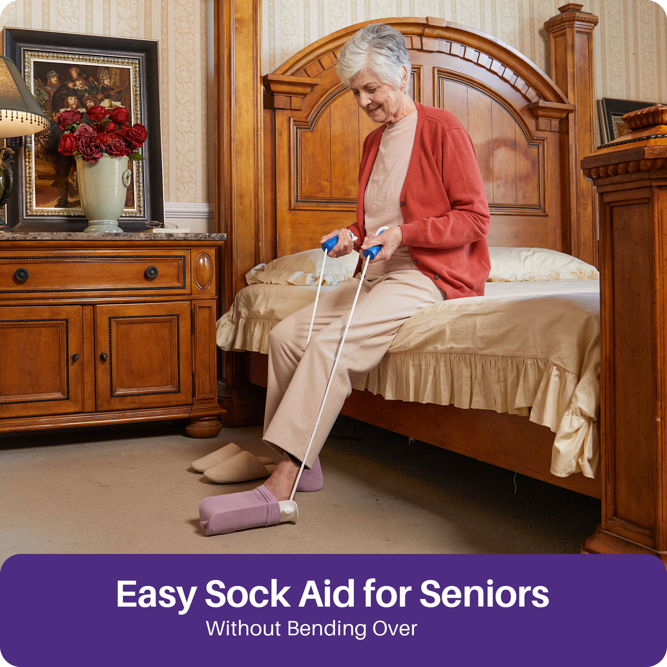 KEKOY Easy on and off Sock Aid, Pulling Assist Device - Sock Helper Aid Tool with Foam Handles - Sock Assist Device for Elderly, Senior, Pregnant, Diabetics