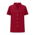 thumbnail image 4 of Womens Short Sleeve Shirts Spring Summer Tops V Neck Collared Button Down Ladies Shirt Tops Trendy 2025, 4 of 6