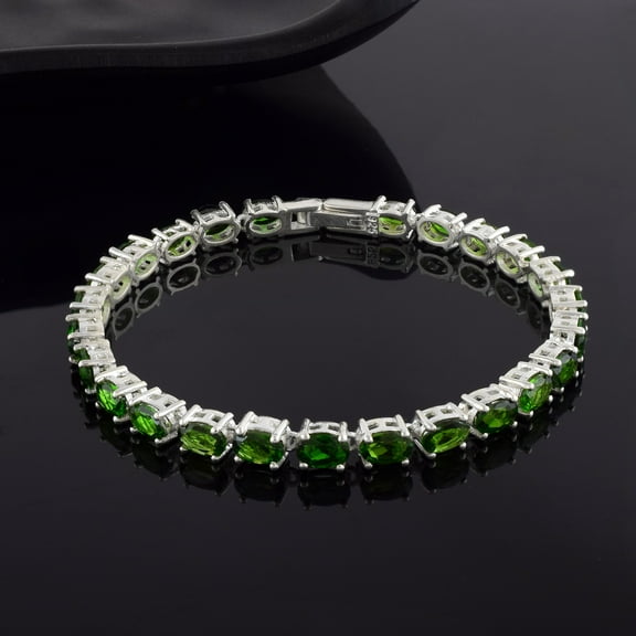 Chrome Diopside Tennis Bracelet-Oval