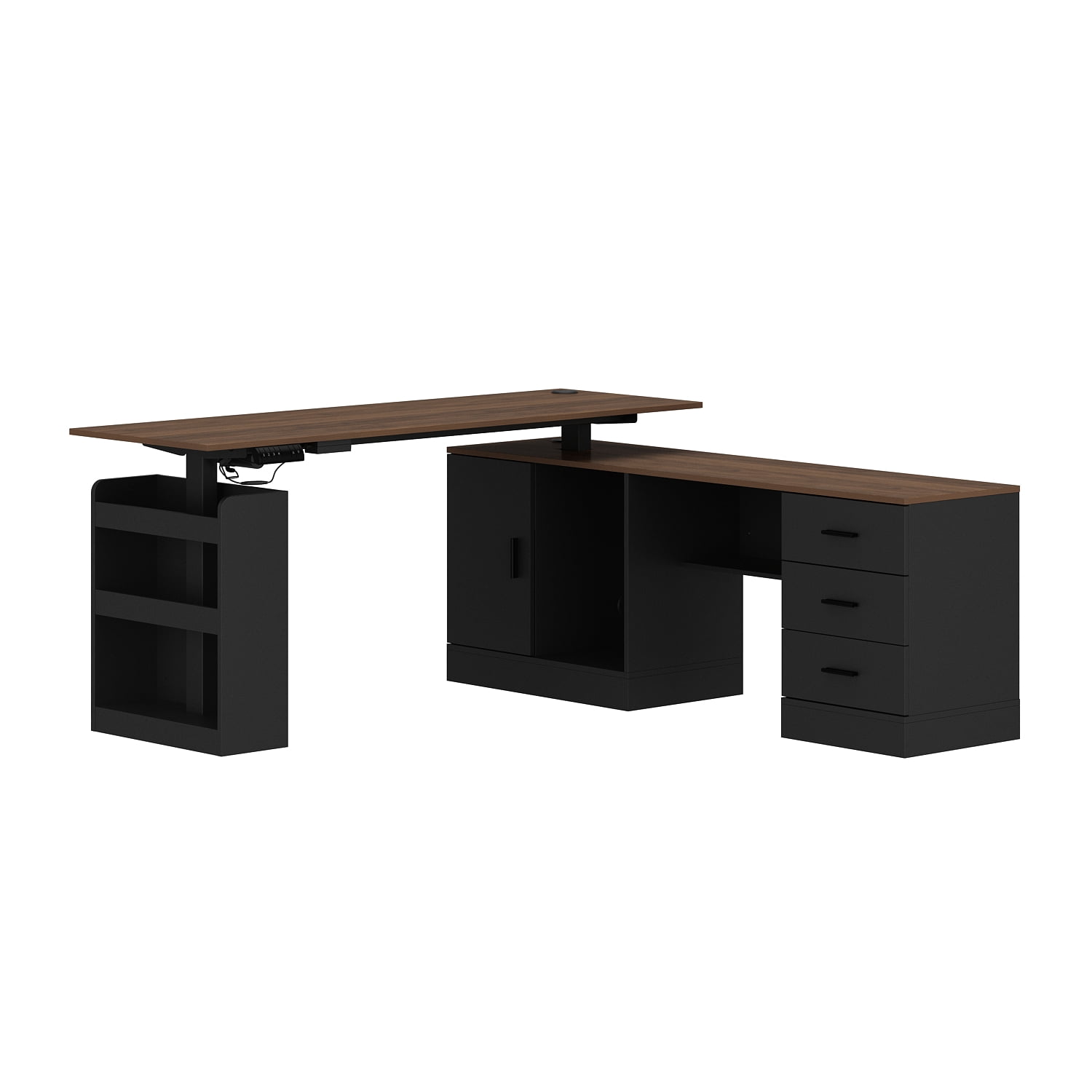 63" Electric Height Adjustable Standing Desk L Shap Office Desk,Black