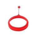 thumbnail image 4 of Juego de 4 anillos de silicona para huevos, moldes antiadherentes para panqueques, molde redondo para hornear con asa para freír (rojo, verde, azul, naranja), 4 of 5
