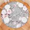 thumbnail image 2 of Soft polyester round table cover with elastic hem and floral design, fits 44-52 inch round tables, extra-large size, 2 of 7