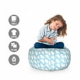 thumbnail image 2 of Cartoon Storage Toy Bag Chair, Diagonal Footprint Pattern Themed Illustration Happy Moments, Stuffed Animal Organizer Washable Bag, Large Size, Pale Blue White, by Ambesonne, 2 of 3