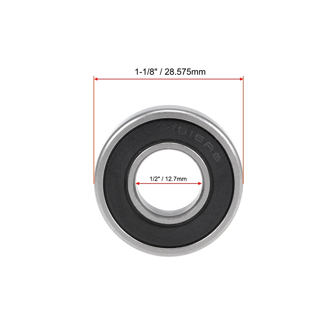 Unique Bargains 4pcs 1616-2RS Deep Groove Sealed Ball Bearings 1/2"x1-1/8"x3/8"