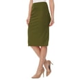 thumbnail image 2 of Moa Collection Women's Elastic High Waist Stretch Comfy Office Work Wear Solid Midi Skirt S-3XL, 2 of 5