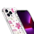 thumbnail image 4 of For iPhone 14 Pro (6.1") Beautiful Laser Clear Bling Glitter Design Pattern Hybrid Gummy Hard PC and TPU Cover ,Xpm Phone Case [ Hot Pink Floral ], 4 of 8
