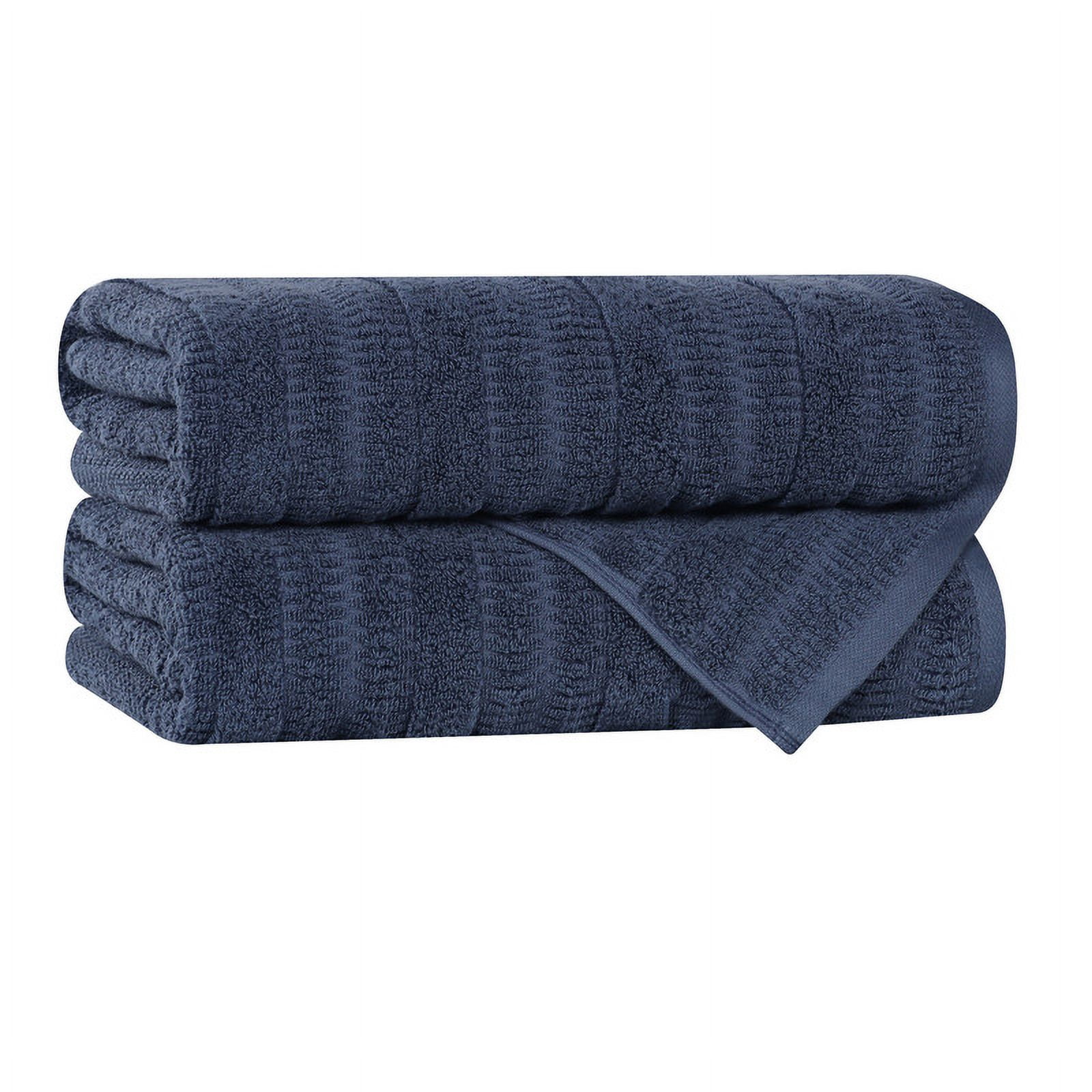 Superior Mika Smart Twist Cotton Medium Weight Bath Towels, Set of 2, Quick Dry Towels, Navy Blue