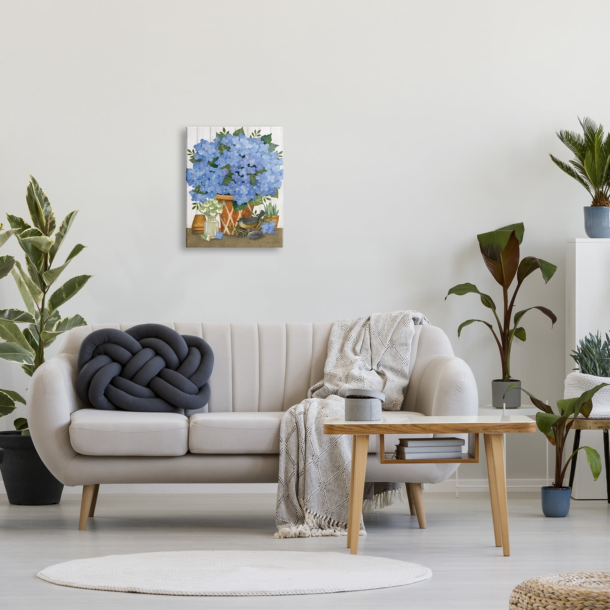 Stupell Blue Hydrangeas Country Arrangement Botanical & Floral Painting Gallery Wrapped Canvas Print Wall Art