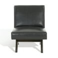 thumbnail image 2 of SAFAVIEH Couture Deasha Modern Vegan Leather Solid Accent Chair, Black/Walnut, 2 of 8