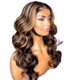 thumbnail image 1 of Women's Wig Black Gradient Brown Mid Length Curly Wig Wavy Synthetic Wig Headgear for Festivals, 1 of 5