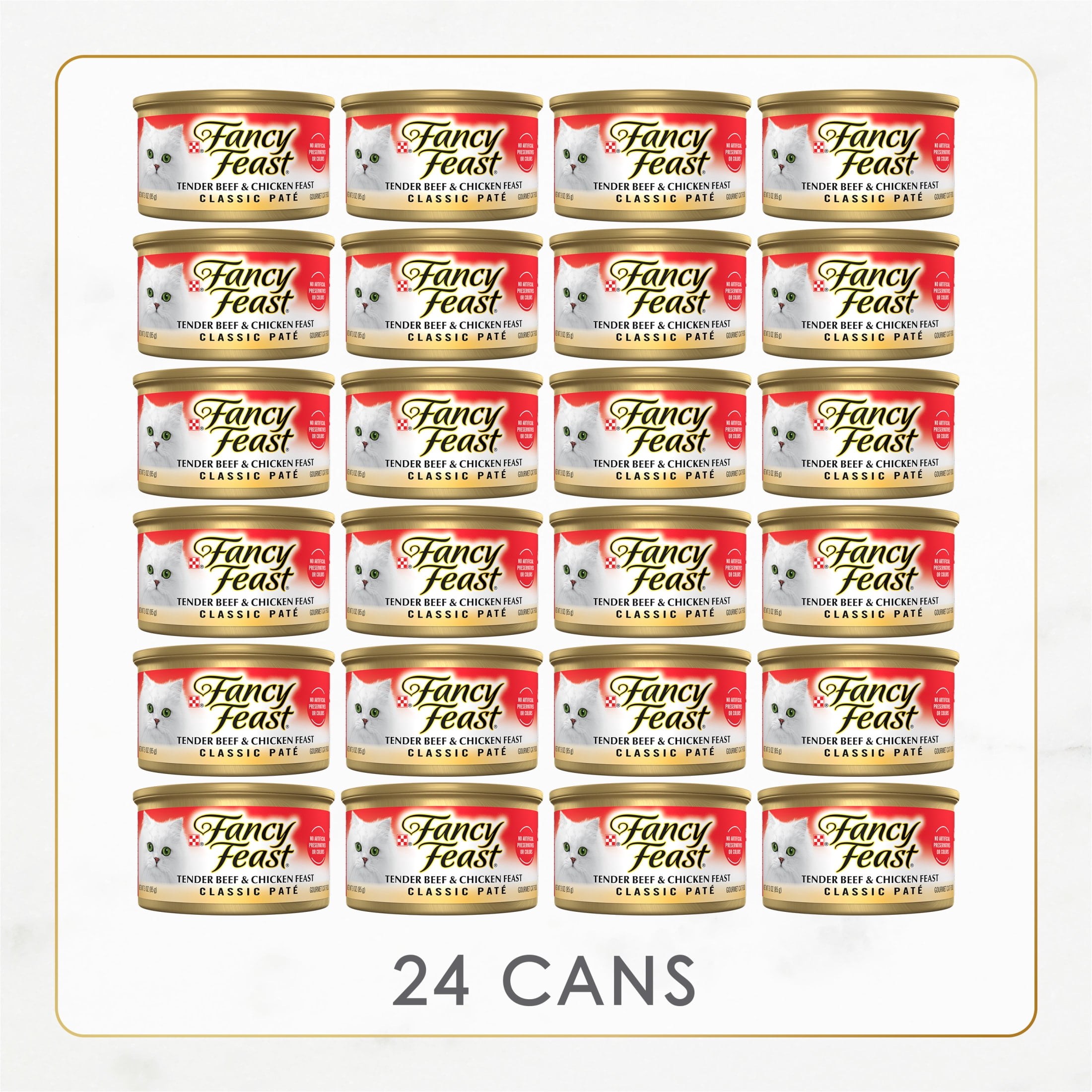 (12 pack) Purina Fancy Feast Tender Beef and Chicken Feast Classic Grain Free Wet Cat Food Pate, 3 oz, 24 Pack
