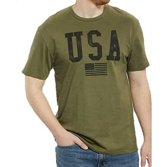 Great American Lakes and Timber Men's Short Sleeve Patriotic Graphic T-Shirt (Green, S)