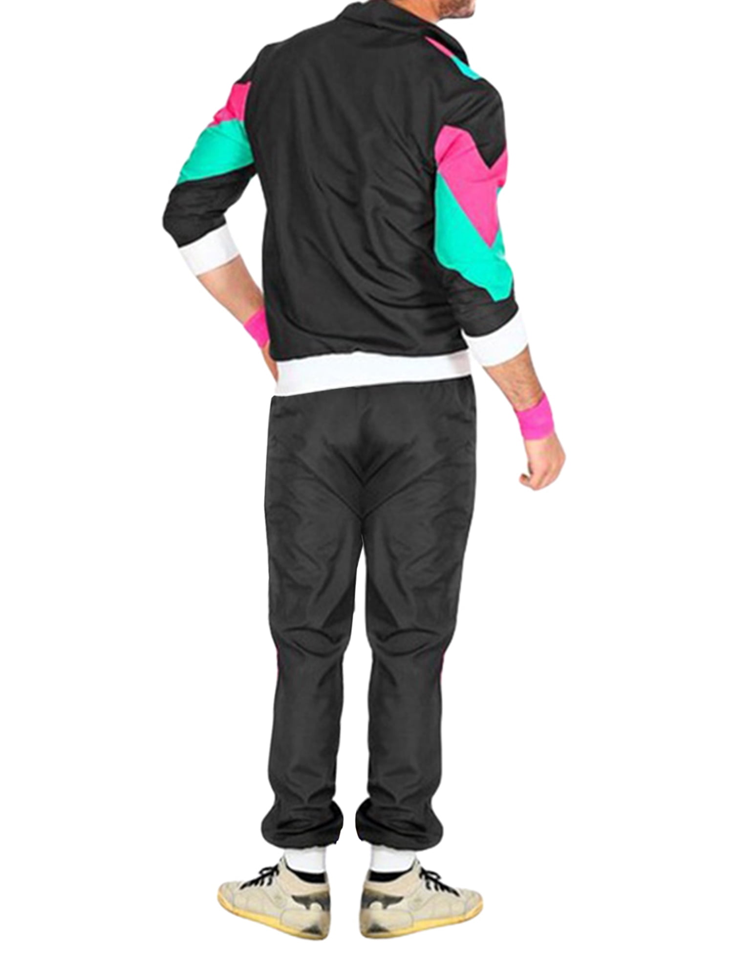 TFFR 80s 90s Hip Hop Costumes for Men and Women, Retro Tracksuit, Patchwork  Long Sleeve Coat Long Pants 