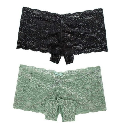 

Gyouwnll Panties For Women 2Pc Women Lace Lingerie Plus Size Underwear Open Crotch Bowknot Underwear