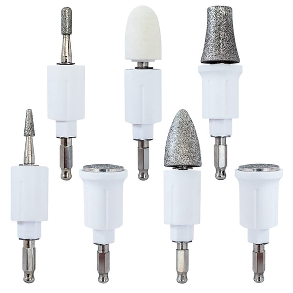 Care me Electric Nail Drill Set Bit Replacements (7 Attachments) for Nail Filing, Buffing, Grinding, Polishing