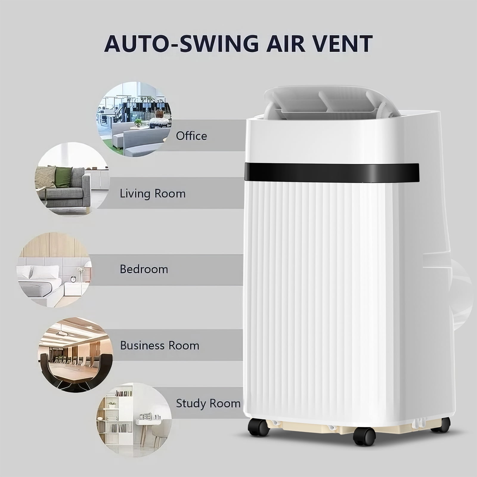 KISSAIR 12,000 BTU Portable Air Conditioner - Powerful 3-in-1 Cooling, Ultra Quiet Floor Standing AC with Remote 8,000BTU (SACC) for 500 Sq.Ft Rooms, 24H Timer & Energy Saving Mode