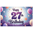 thumbnail image 2 of Colorful Theme Birthday Banner Happy 27th Birthday Decorative Neon Style Polyester Material Lightweight for Birthday Party Celebration Indoor Decoration, 2 of 7